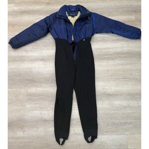 Vtg Nils Skiwear Womens Ski Suit Switzerland Sz 14 1990s Black Purple Blue